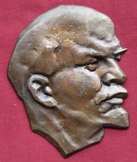 Big Bronze Cast Plaque Lenin Bust Old CCCP Russian Soviet Propaganda