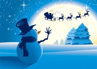 Enjoy a heartwarming view of Frosty waving to Santa as he crosses the