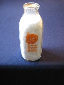 Lepages Dairy Orange Pyro Qt Milk Bottle Lewiston Me Maine