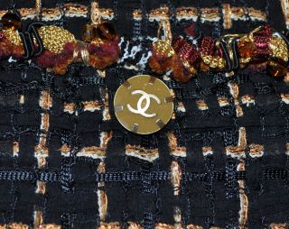 11C $5K Amber Glass Trimmed Lesage Tweed Suit Jacket 38 New