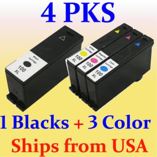 4pks Color Ink Cartridge for Lexmark 100XL Impact S301 S305 Printer