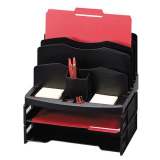 Sparco Organizer w 2 Letter Trays 9 Compartments 13x10x8 5 8 BK