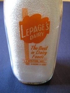 Lepages Dairy Orange Pyro Qt Milk Bottle Lewiston Me Maine