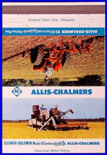 1960s Allis Chalmers Combines Matchcover Lewisburg PA