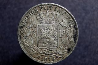 1873 Belgium Leopold III Silver 5 Francs Look Other Over 400 Listing