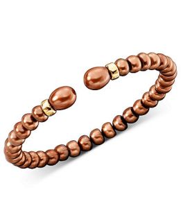 14k Gold Dyed Chocolate Freshwater Pearl Bracelet   Bracelets