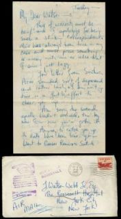 Lex Barker Vintage 1949 Signed Handwritten Letter 4 pgs Watson Webb