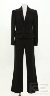 Phillip Lim 2pc Black Ribbed Wool Jacket Pants Suit Size 8