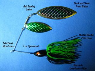 oz Spinner Bait BL Lime Bass Lure Pike Musky Fishing