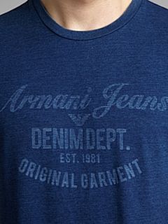 Armani Jeans Crew neck denim logo printed T shirt Blue   