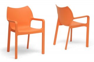Orange Plastic Stackable Modern Dining Chairs Contemporary Indoor