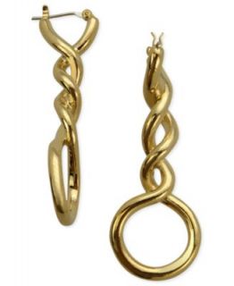 Tahari Earrings, Gold Tone Twisted Rope Linear Drop Earrings