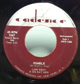 LINK WRAY & HIS RAY MEN rumble   the swag 7 VG 45 CADENCE 1347 Record