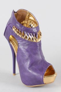 Liliana India Purple Peep Toe Ankle Boots Size 7 5