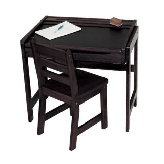 Lipper Childs Desk with Chalkboard Top and Chair Set, Espresso 554E