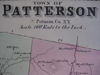 Handsome original antique lithographed map of the town of Patterson in