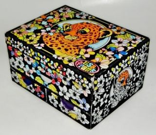 Flocked Jewelry or Trinket Box Decorated with Tiger for Little Girls