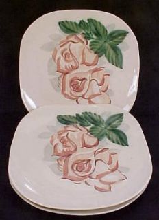 Red Wing Pink Lexington Rose Square Dinner Plates 3