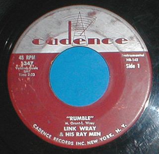 vinyl 45 Cadence Records 1347 LINK WRAY & RAY MEN Rumble Swag 1958
