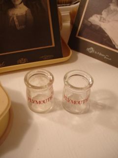 these two darling little glass creamers clearly marked plymouth dairy
