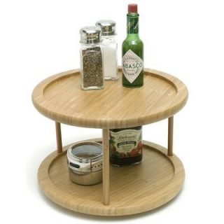 Lipper International Bamboo 2 Tier 10 inch Turntable Spice Rack New