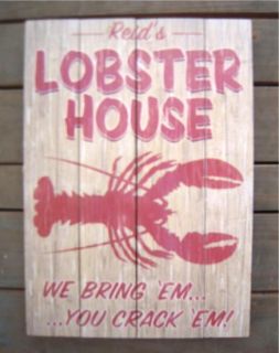 Wood Sign Lobster House Reids Nautical Red Wooden Market Seafood