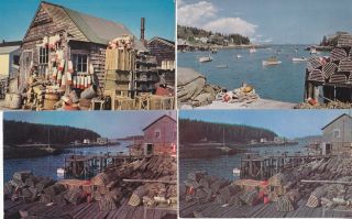 30 different lobster related topical postcards (traps boats shanties
