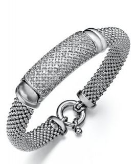 Diamond Bracelet, Sterling Silver Diamond Mesh Station Bracelet (3/4