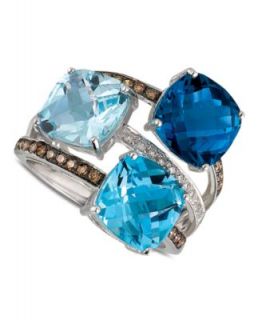 Le Vian 14k White Gold Ring, Blue Topaz (9 3/8 ct. t.w.) and Diamond