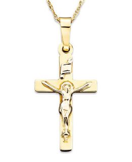 14k Two Tone Gold Small Crucifix Pendant   Necklaces   Jewelry