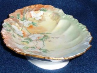 Jean Pouyat JPL Limoges Hand Painted White Roses Celery Dish Signed