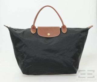 Longchamp Black Nylon Le Pliage Type M Medium Tote Bag