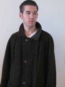 Longhi Italy Brown Tweed Wool Alpaca Leather Mans Big Tall Jacket Coat