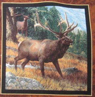 Lookout Peak Elk Pillow Panel 100% Cotton Fabric Panel Wildlife Wild