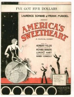 Americas Sweetheart Rodgers Hart 1931 Ive got $5 Vintage Sheet Music