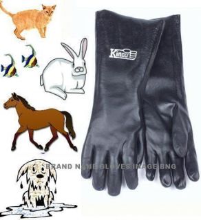 Long 18 PVC Dlx Gloves Pet Dog Cat Bathing Grooming