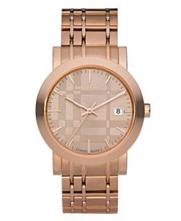 Burberry Watch, Mens Rose Gold Plated Stainless Steel Bracelet 38mm