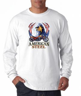American Steel Motorcycle Eagle Long Sleeve Tee Shirt