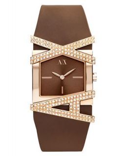 Armani Exchange Watch, Womens Dark Brown Silicone Bracelet