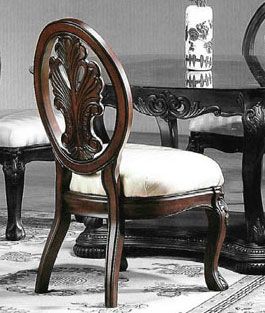Rich Brown Cream Louis XVI Side Chair