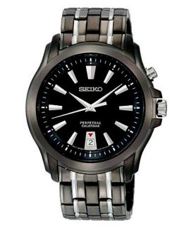 Seiko Watch, Mens Black Ion Plated Stainless Steel Bracelet 40mm