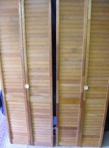 Sets of Light Brown Wood Shutter Louver Doors