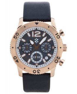 Izod Watch, Unisex Chronograph Black Leather Strap 42mm IZS6 6ROSE