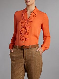 Lauren by Ralph Lauren Risa ruffle front blouse Ginger   