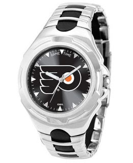 Game Time Watch, Mens Philadelphia Flyers Black Rubber and Stainless