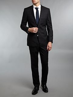 Patrick Cox Single breasted skinny check formal suit Charcoal   