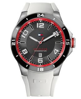 Tommy Hilfiger Watch, Mens White Silicone Strap 44mm 1790864   All