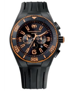 TechnoMarine Watch, Unisex Swiss Chronograph Black Silicone Strap 45mm
