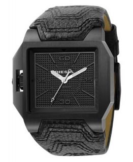 Diesel Watch, Black Leather Strap 48x47mm DZ1265