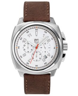 Andrew Marc Watch, Mens Chronograph Heritage Bomber Brown Leather
